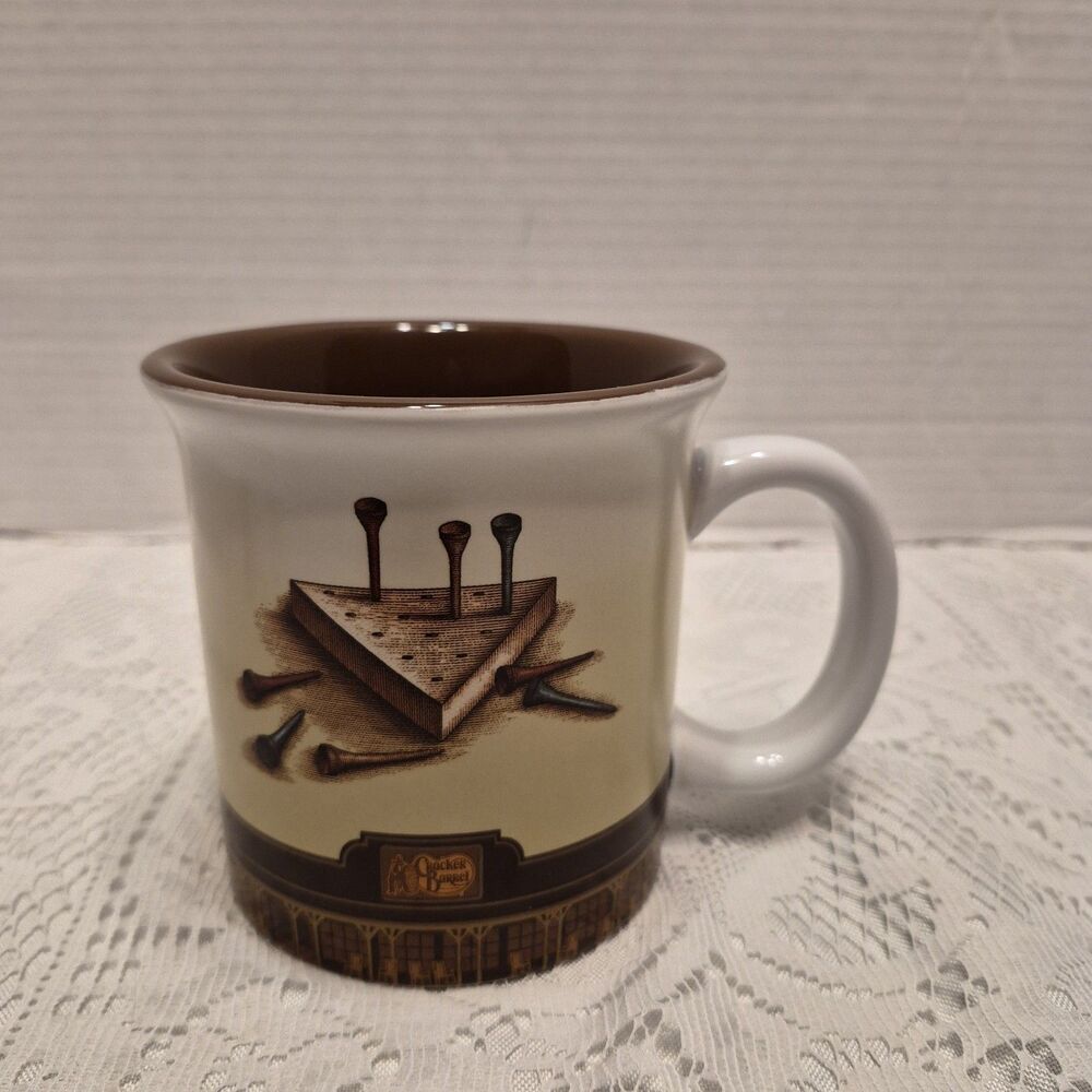 Cracker Barrel Coffee Mug Old Country Store Golf Tee Peg Game Ceramic Cup